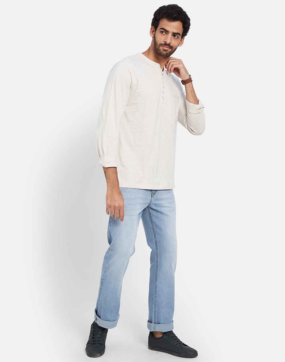 Mettle Henley Neck Cotton T-Shirt