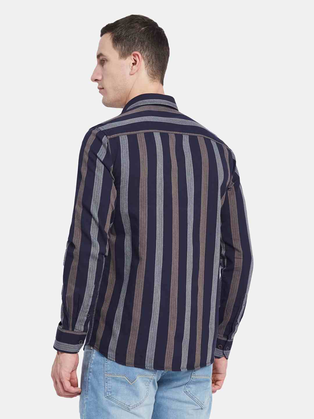 METTLE Men Multi Stripes Opaque Striped Casual Shirt