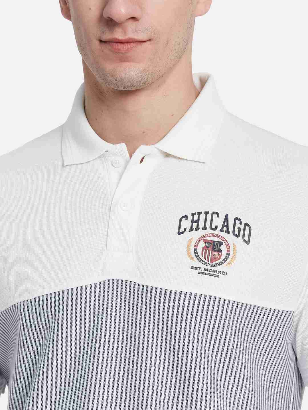 Octave Men Striped Polo Collar T-shirt
