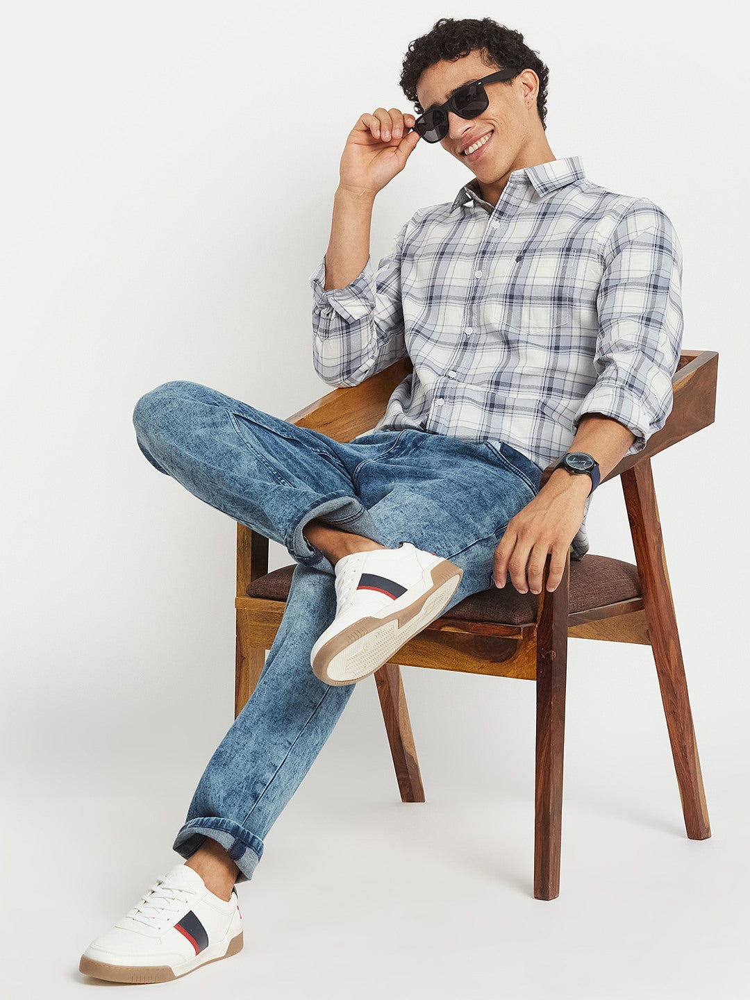 METTLE SS25 Striped Cotton Spread Collar Casual Shirt