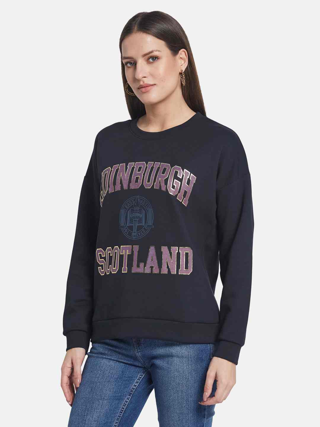 METTLE Women Printed Sweatshirt