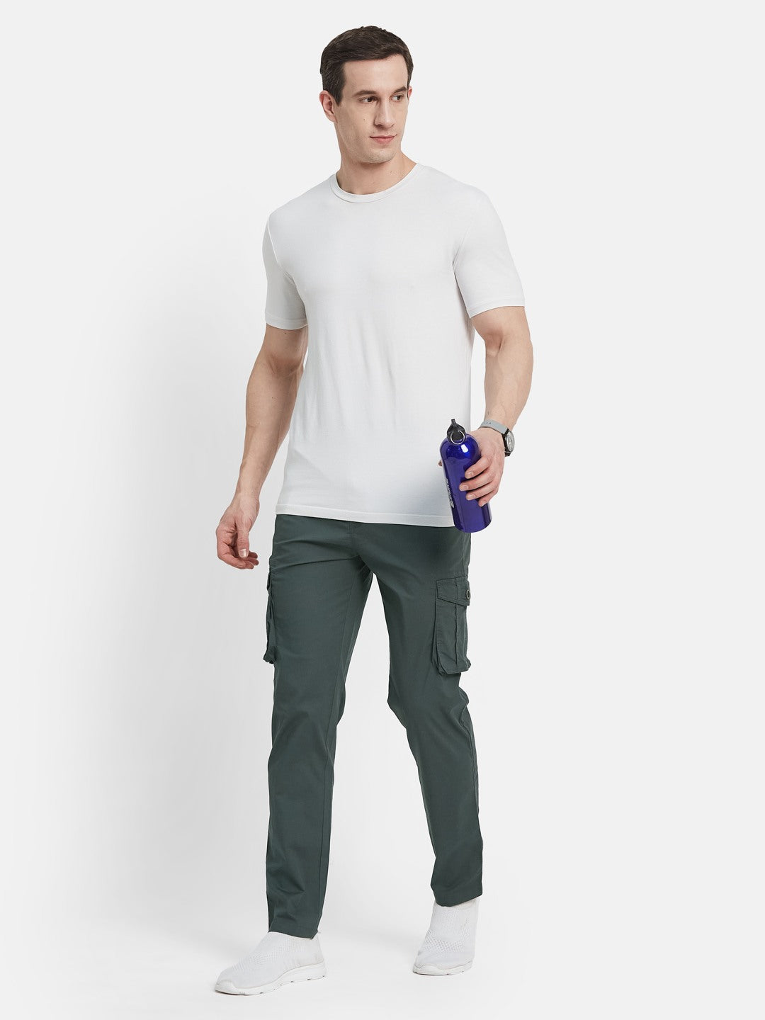Octave Men Cotton Mid-Rise Cargo Track Pant