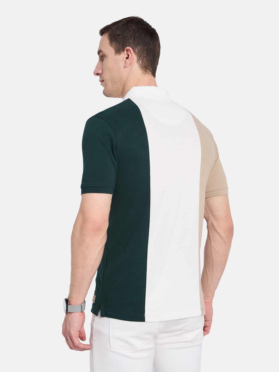 Octave Men Colourblocked Polo Collar T-shirt