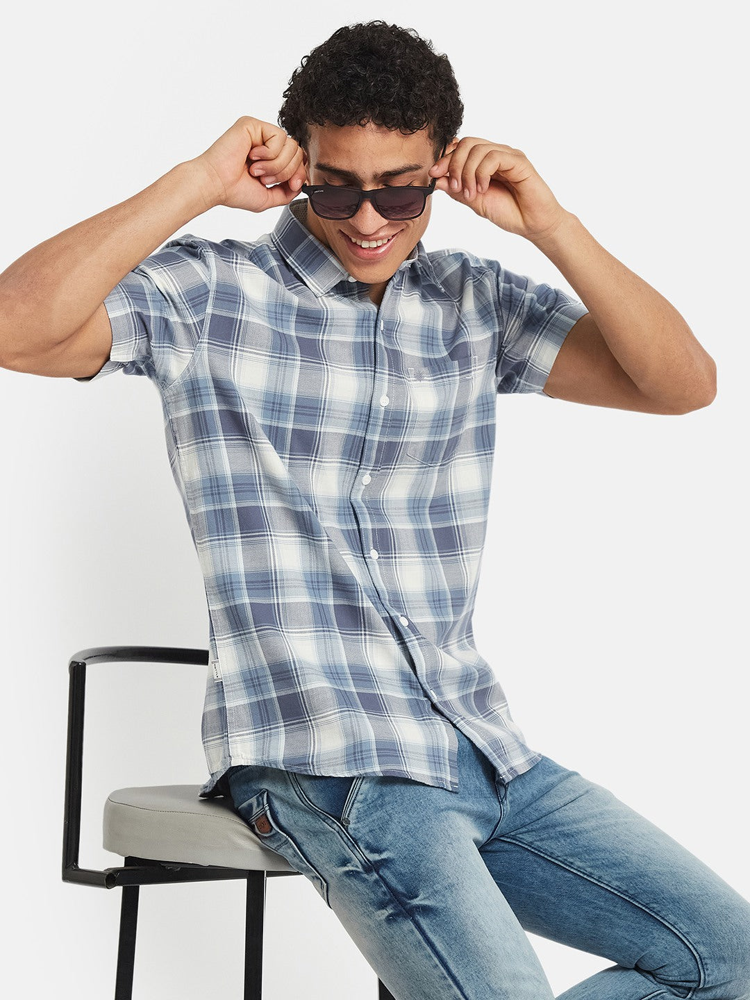 METTLE SS25 Striped Cotton Spread Collar Casual Shirt