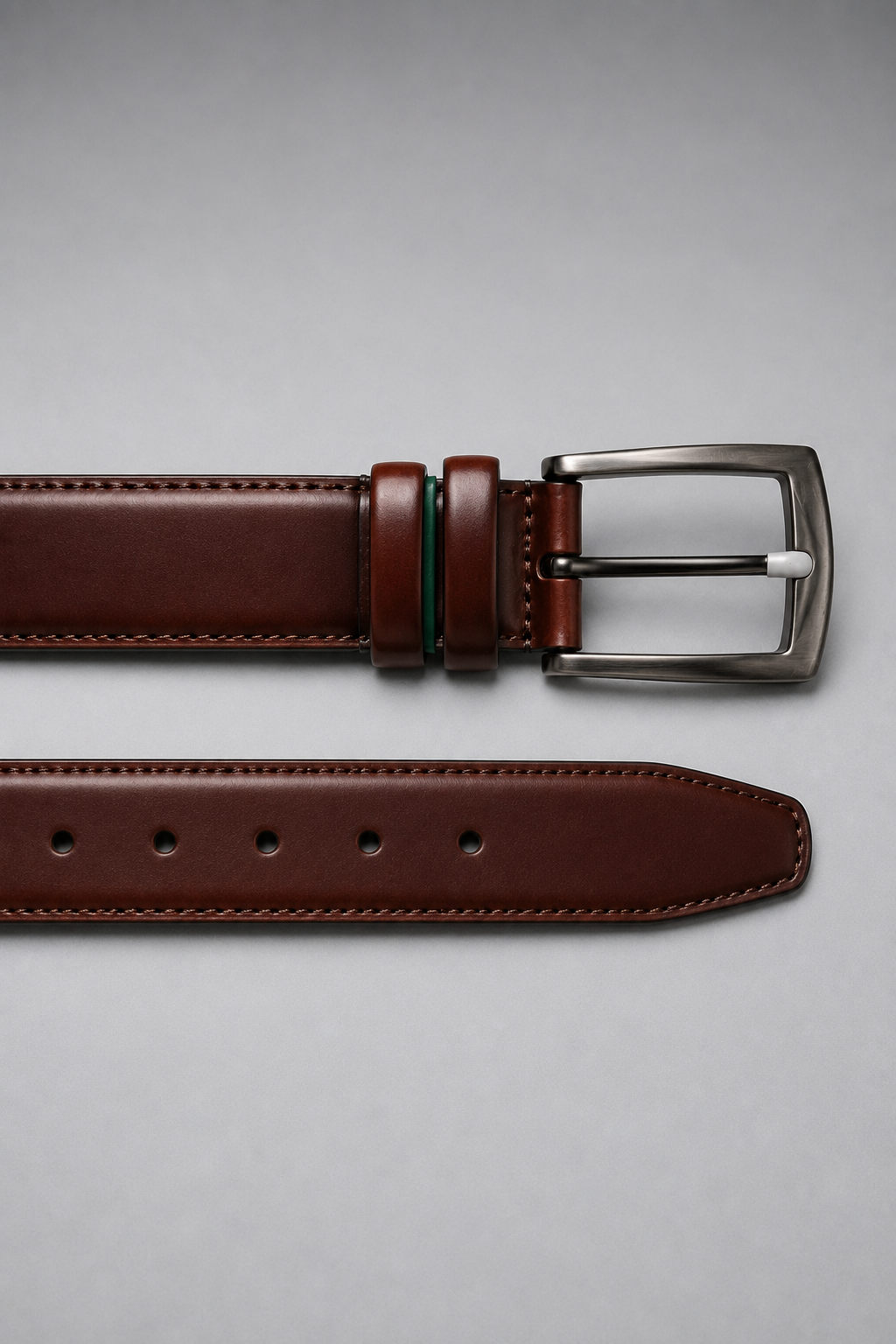 Men's Premium Brown Leather Belt with Brushed Metal Buckle | Classic Formal & Casual Belt for Men