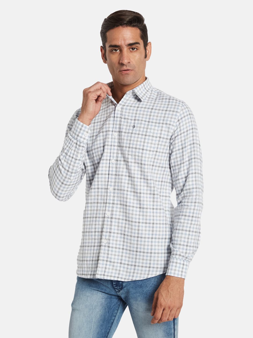 METTLE Men Opaque Checked Casual Shirt