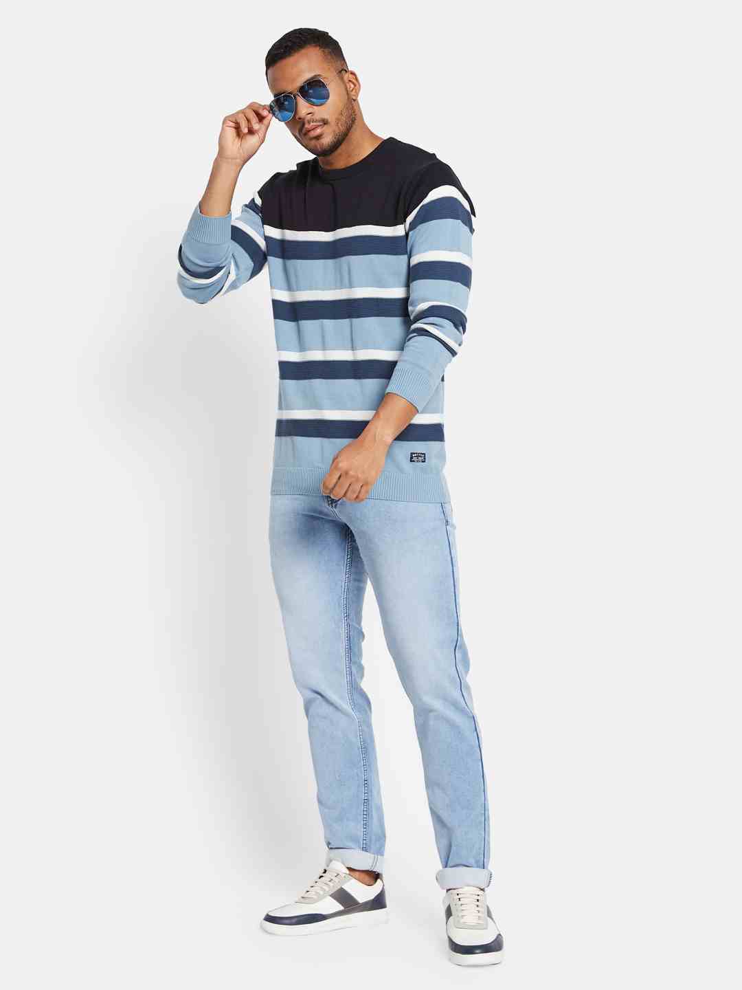 METTLE Men Colourblocked Pullover