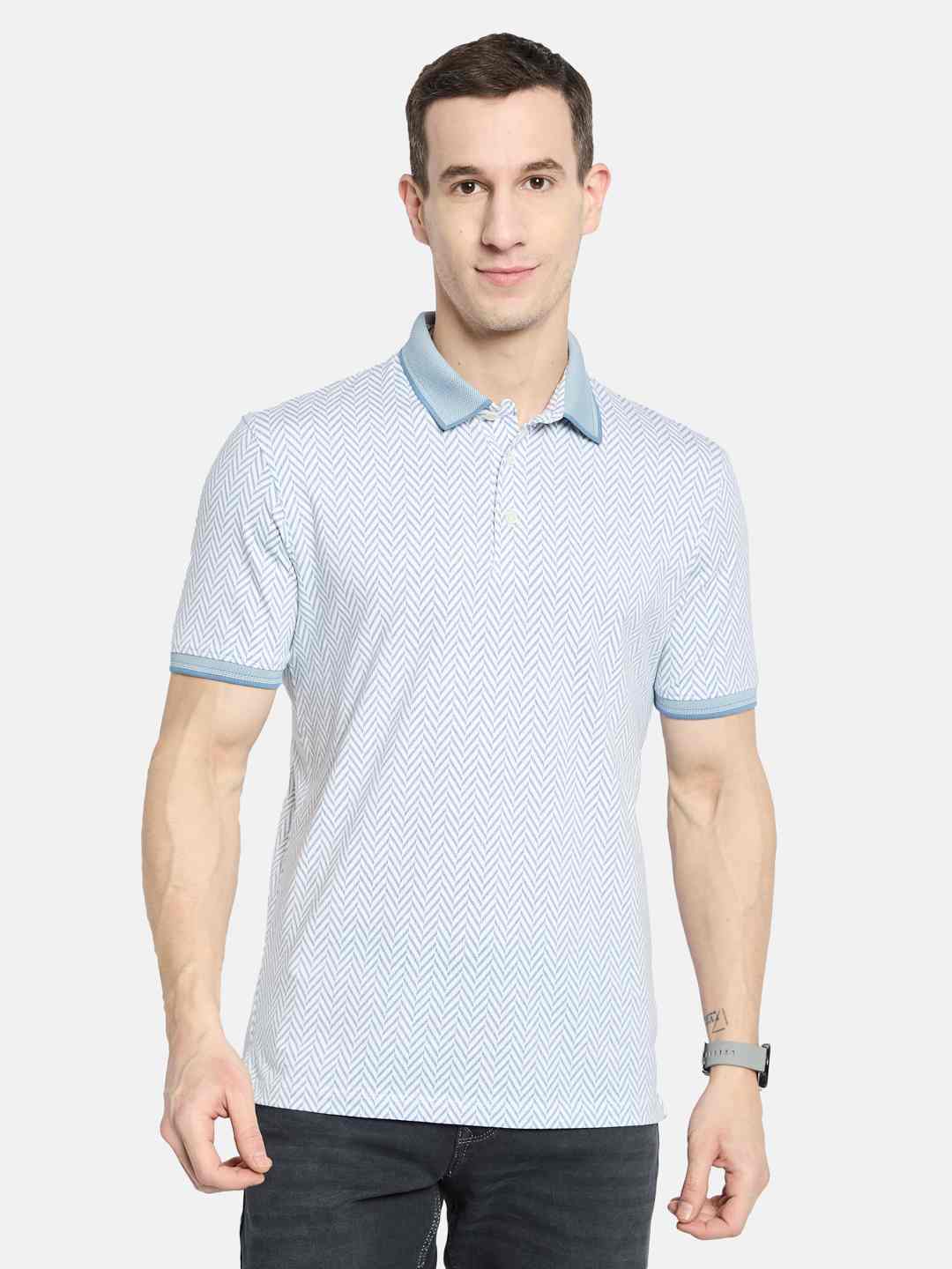 Octave Men Printed Polo Collar T-shirt