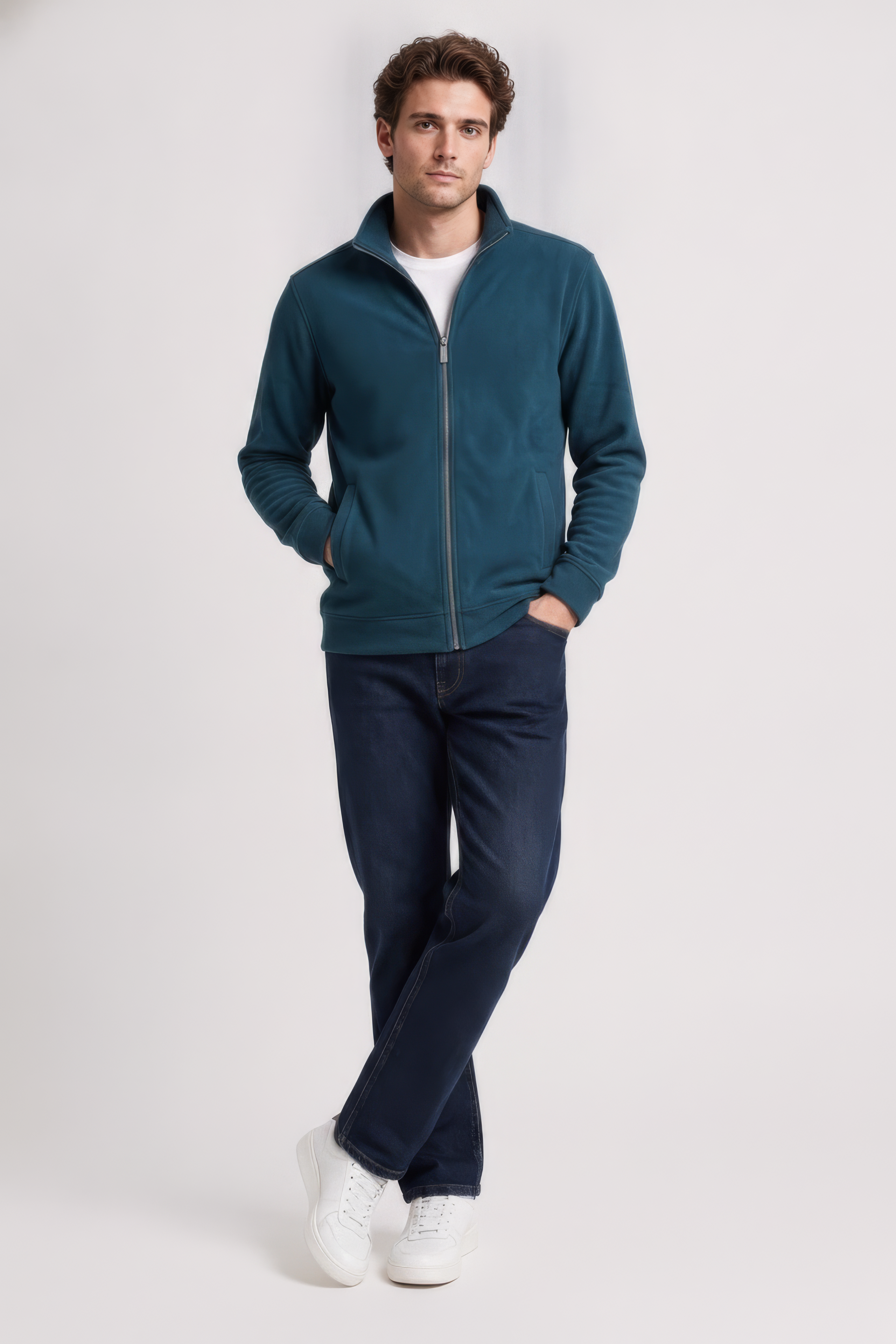 Pacific Melange Men’s Full Zip Sweatshirt – Premium Blended German Velvet
