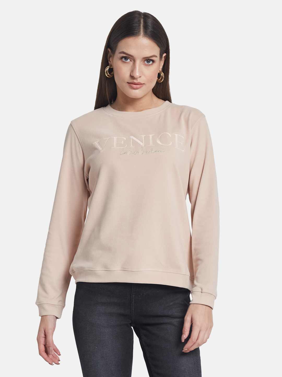 METTLE Women Typography Embroidered Sweatshirt