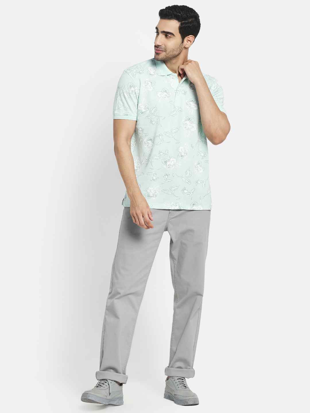Octave Men Green Polo Collar T-Shirt