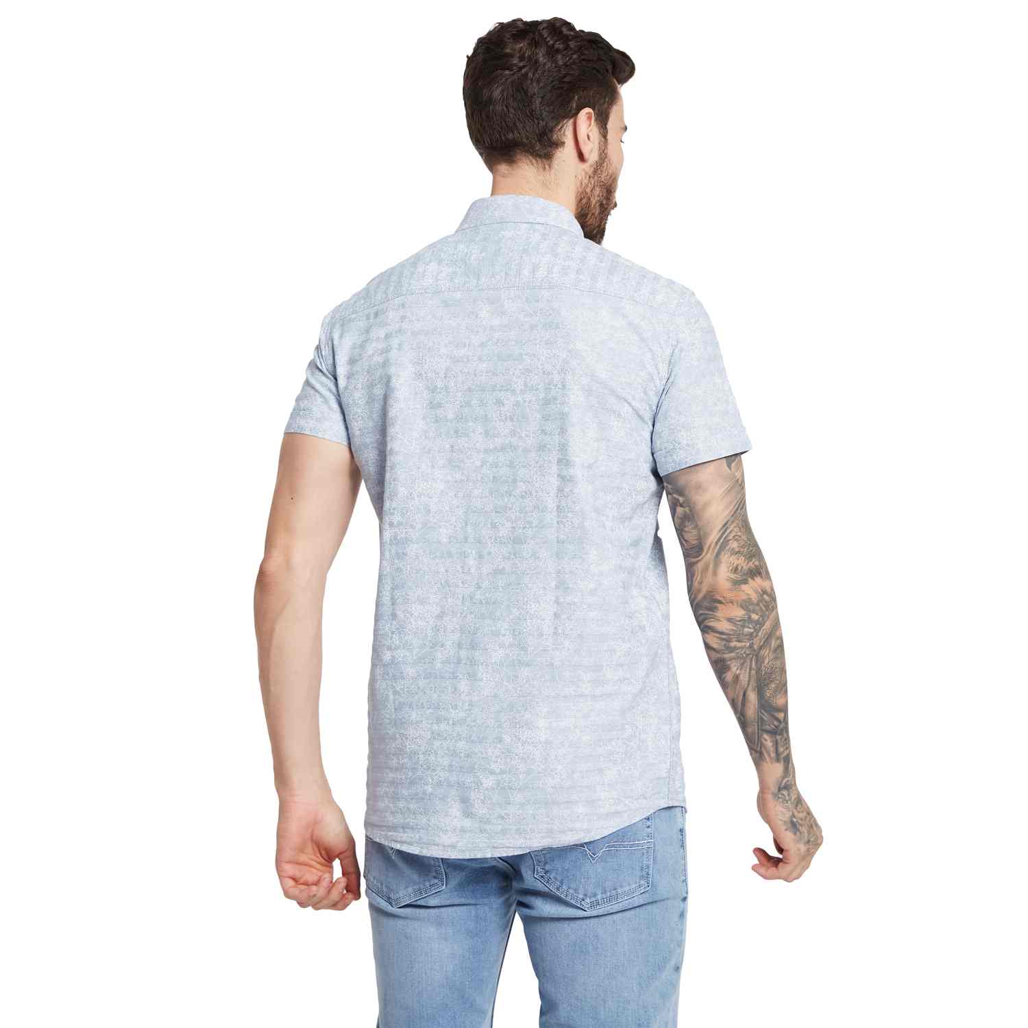 Mettle Floral Printed Spread Collar Cotton Casual Shirt