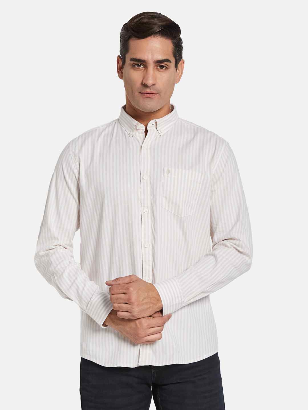 METTLE Men Multi Stripes Opaque Striped Casual Shirt