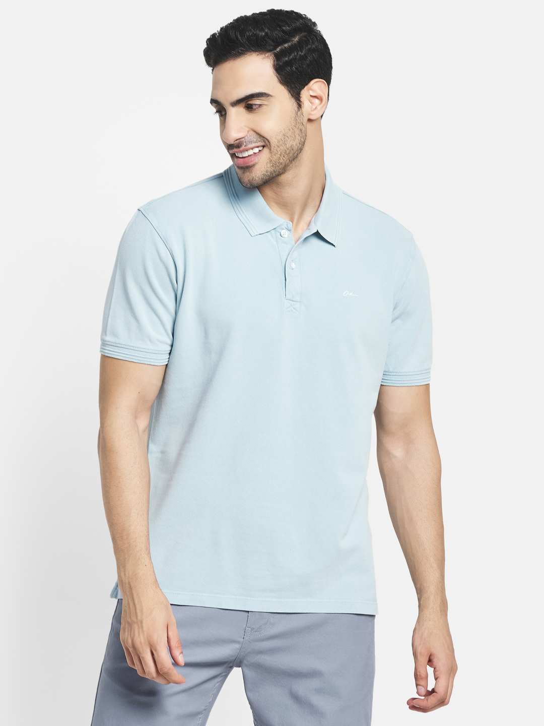 Octave Men Blue  Wan Blue Polo Collar T-Shirt