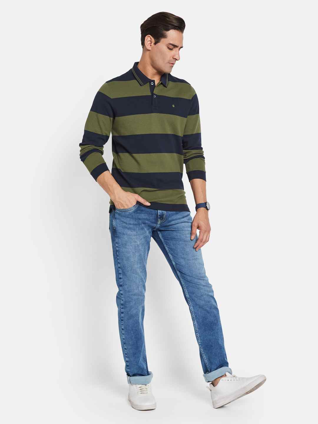 METTLE Men Colourblocked Polo Collar T-shirt