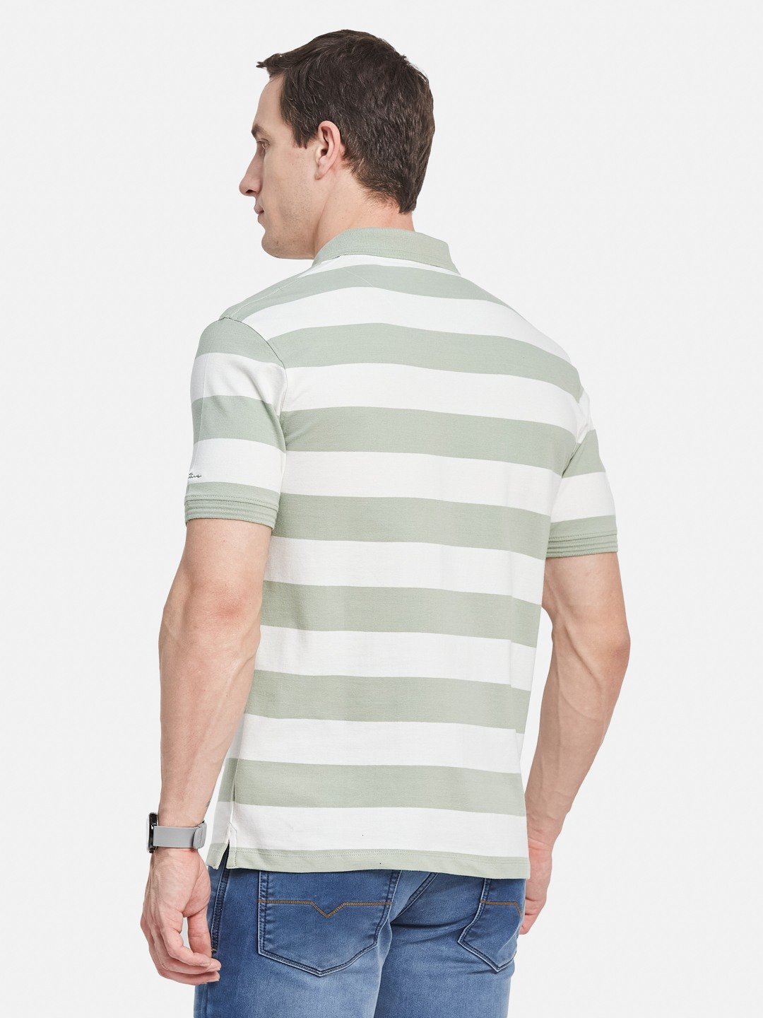 STRIPE POLO NECK PIQUE LYCRA  T-SHIRT