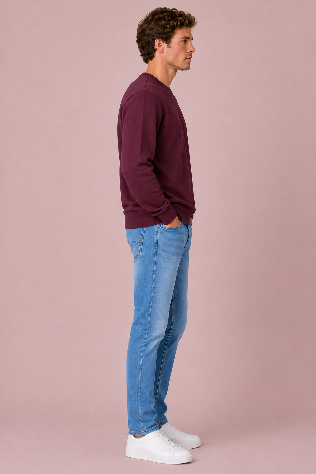 Men’s Wine Football Knit Full Sleeve Pre-Winter Sweatshirts
