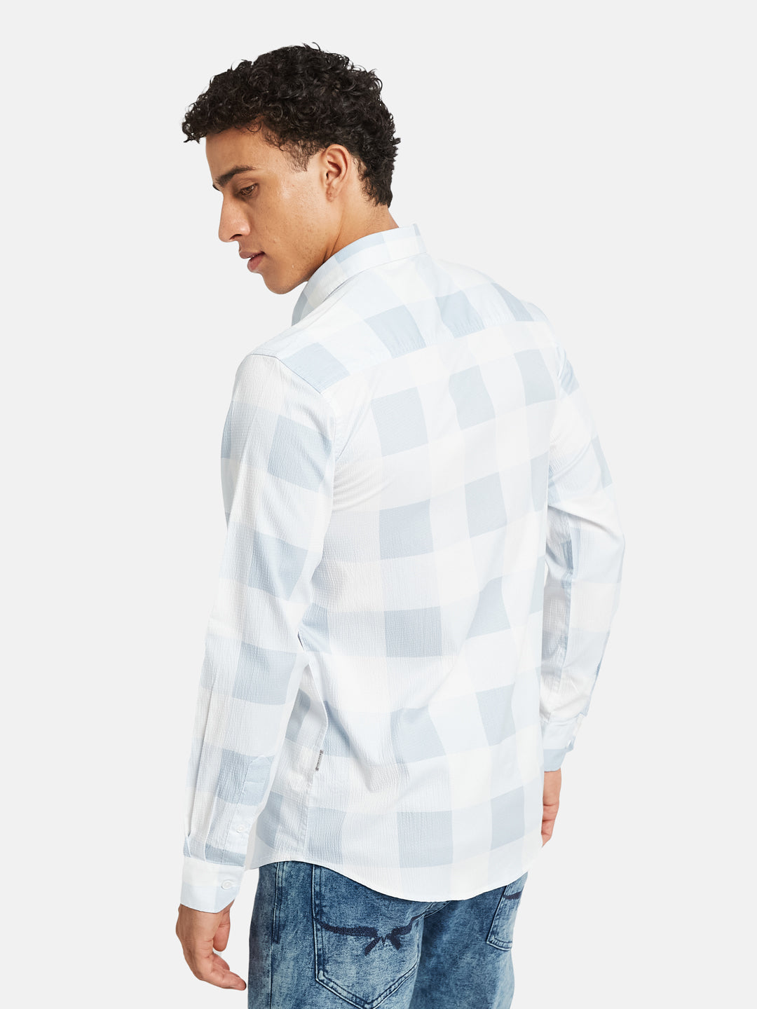METTLE SS25 Checked Spread Collar Casual Cotton Shirt