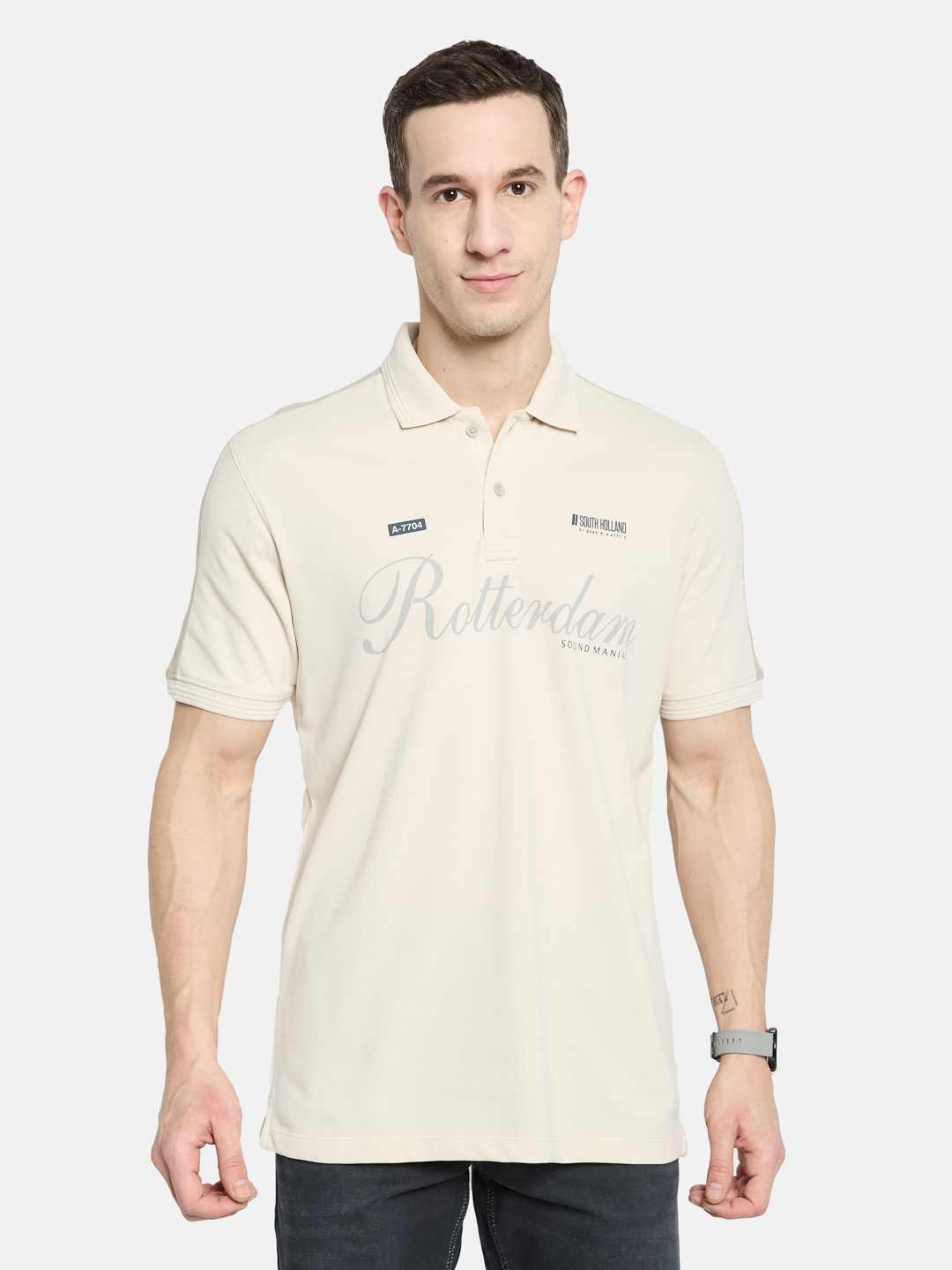 Octave Men Printed Polo Collar T-shirt