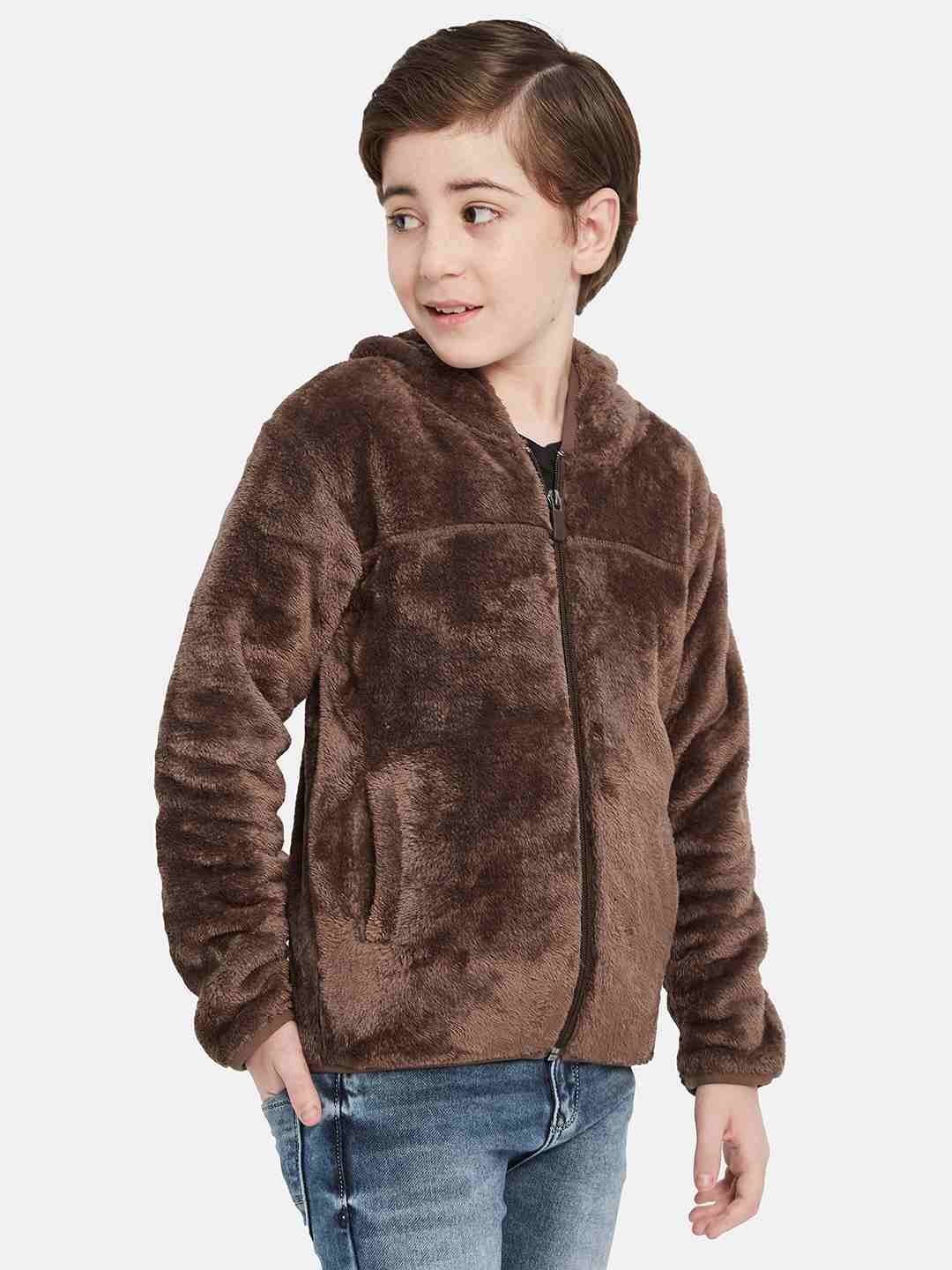 Octave Boys Self Design Hooded Fleece Sweatshirt