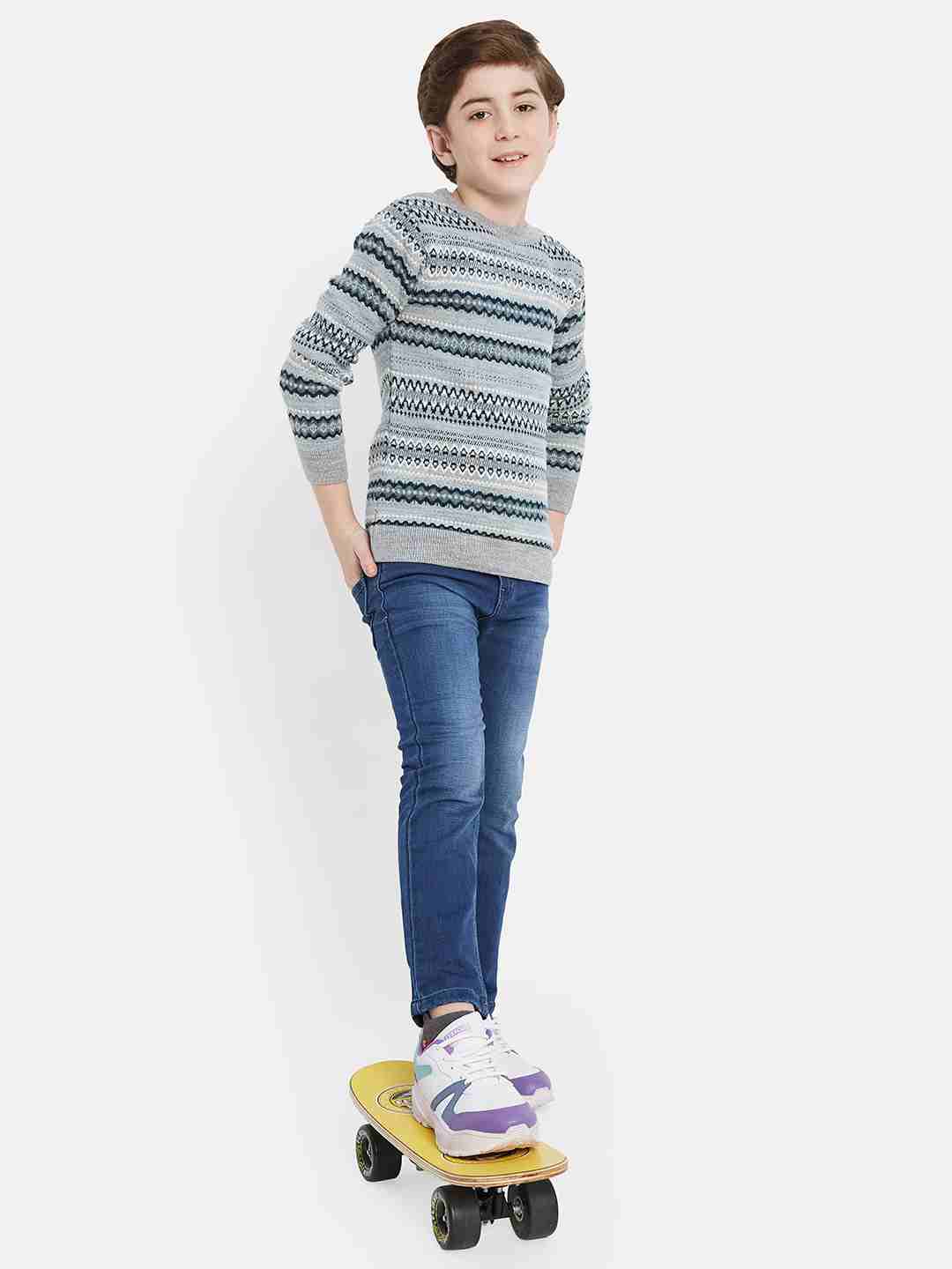 Octave Boys Self Design Pullover Sweater