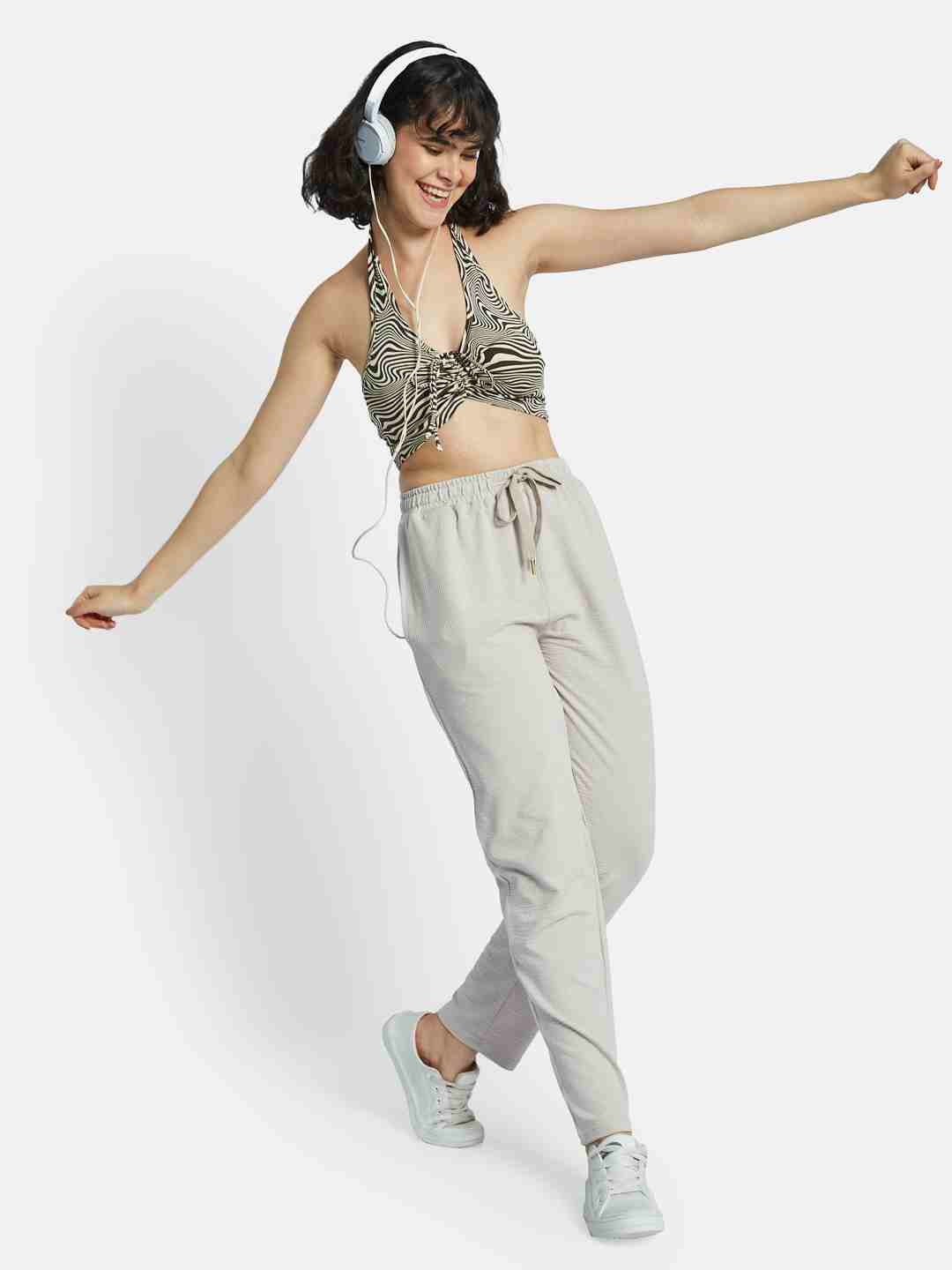 METTLE Women Textured Cotton Track Pants