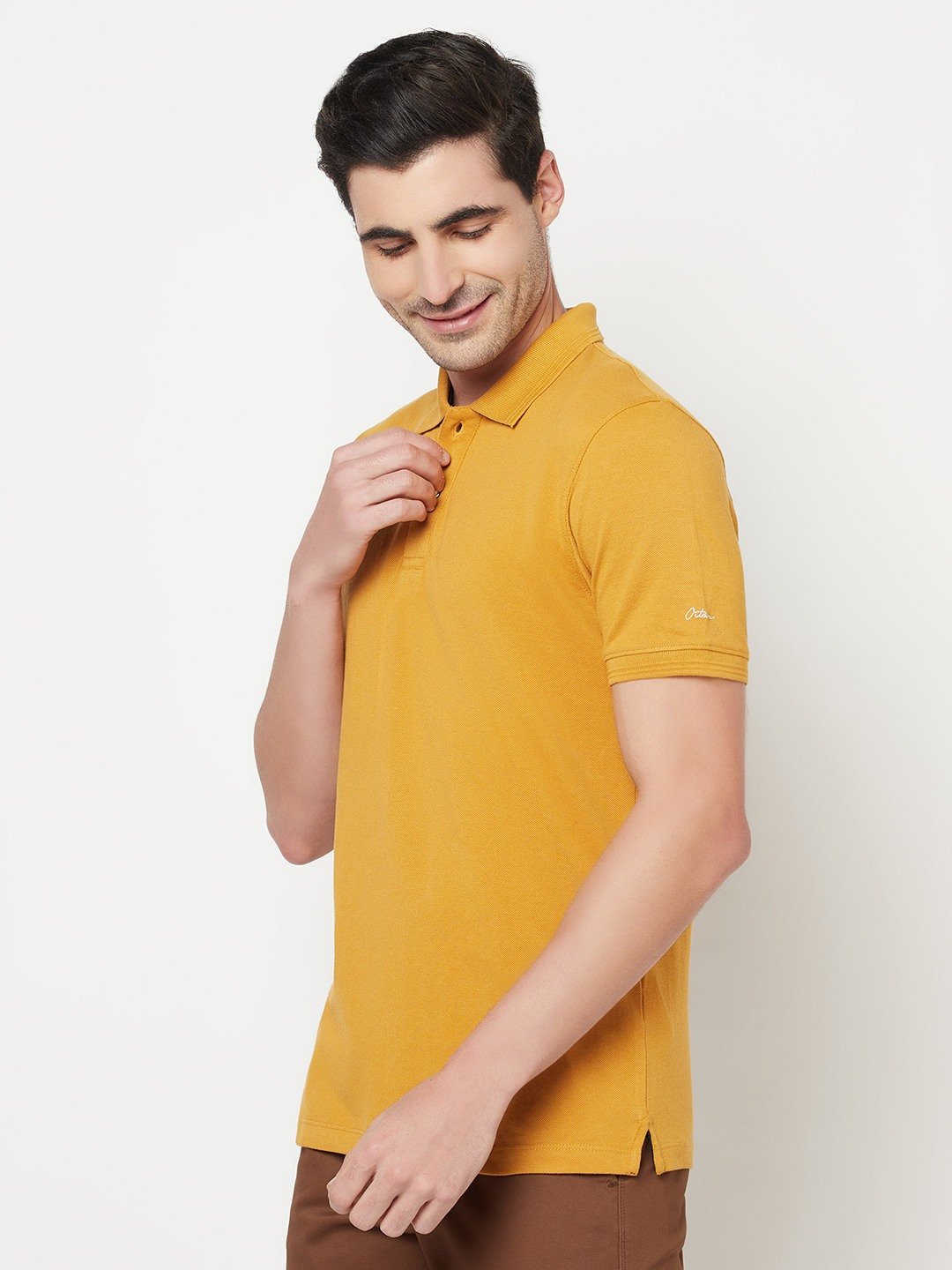 Octave Men Yellow Polo Collar T-Shirt