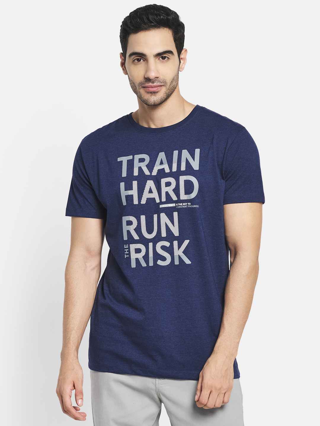 Octave Men Blue Typography Printed T-Shirt