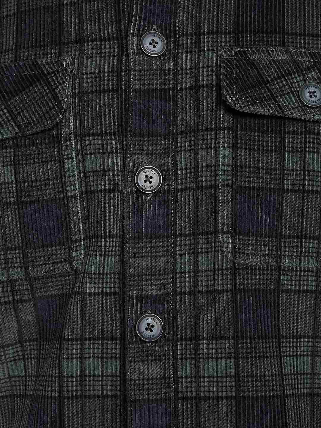 METTLE Men Spread Collar Tartan Checked Casual Shirt