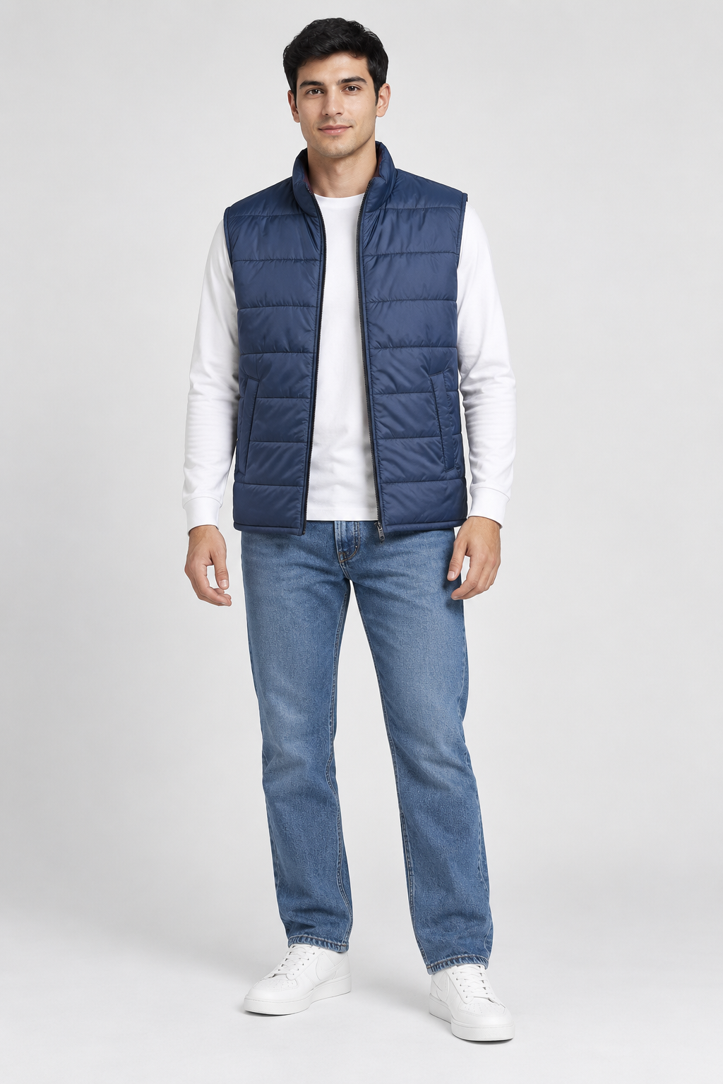 Men’s Wine Lightweight Reversible Woven Puffer Gilet – Regular Fit Sleeveless Jacket