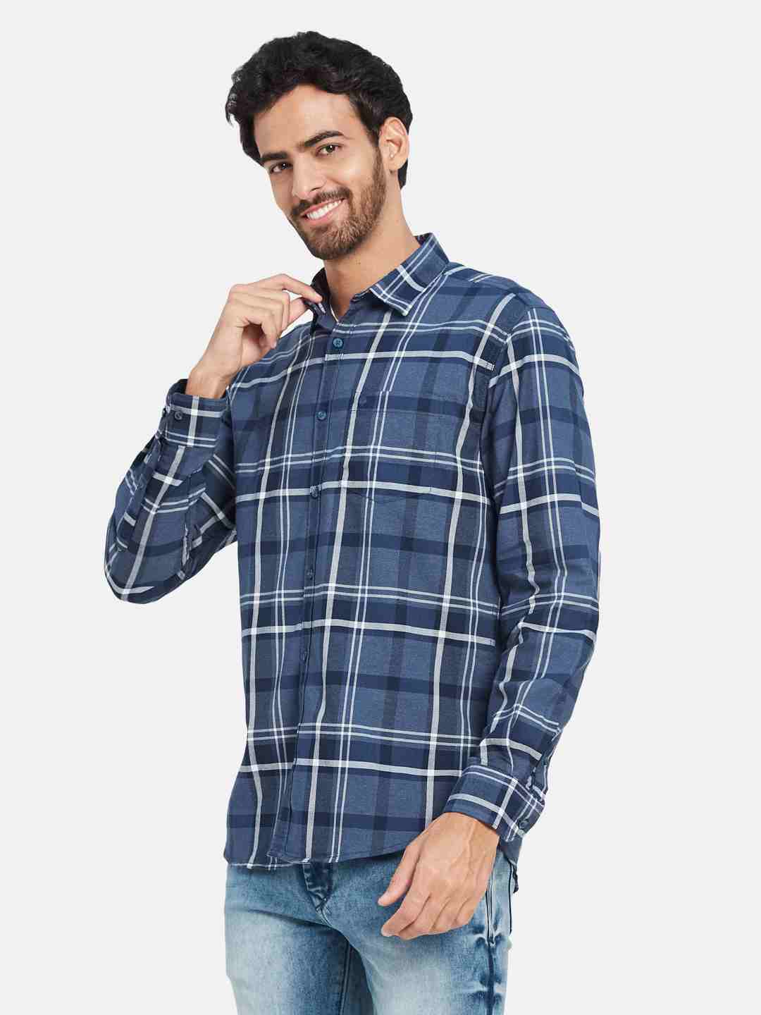Mettle Tartan Checked Cotton Casual Shirt