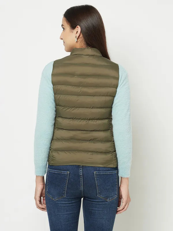 Women Olive Front Open Jackets