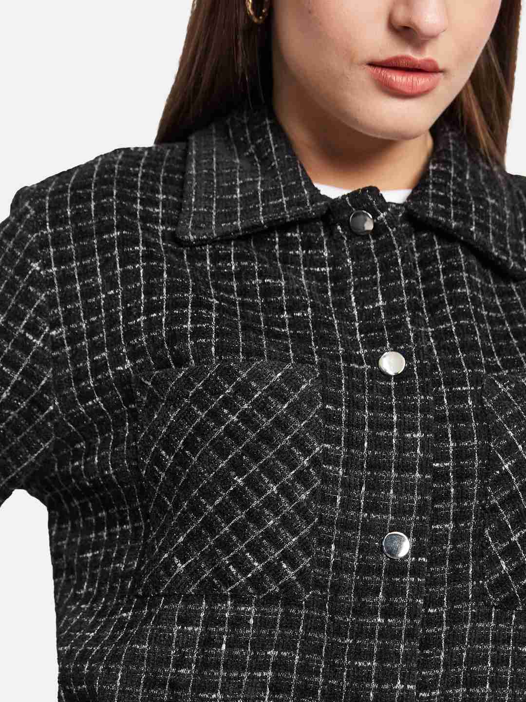 METTLE Women Spread Collar Checked Casual Shirt