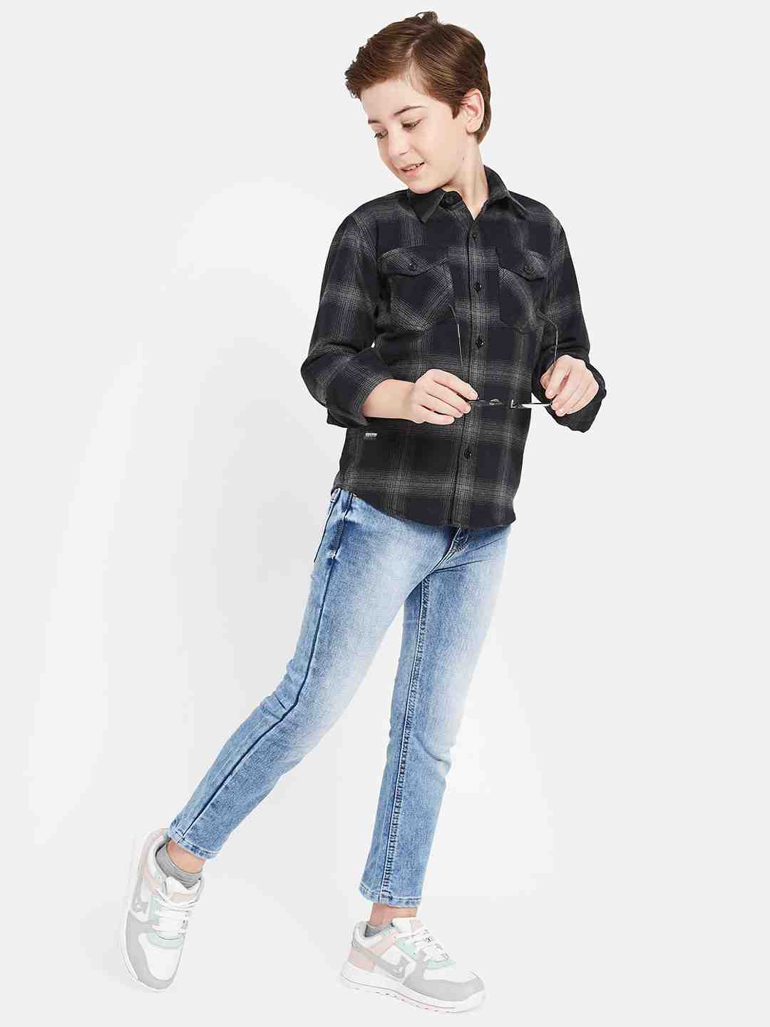 Octave Boys Tartan Checked Cotton Casual Shirt