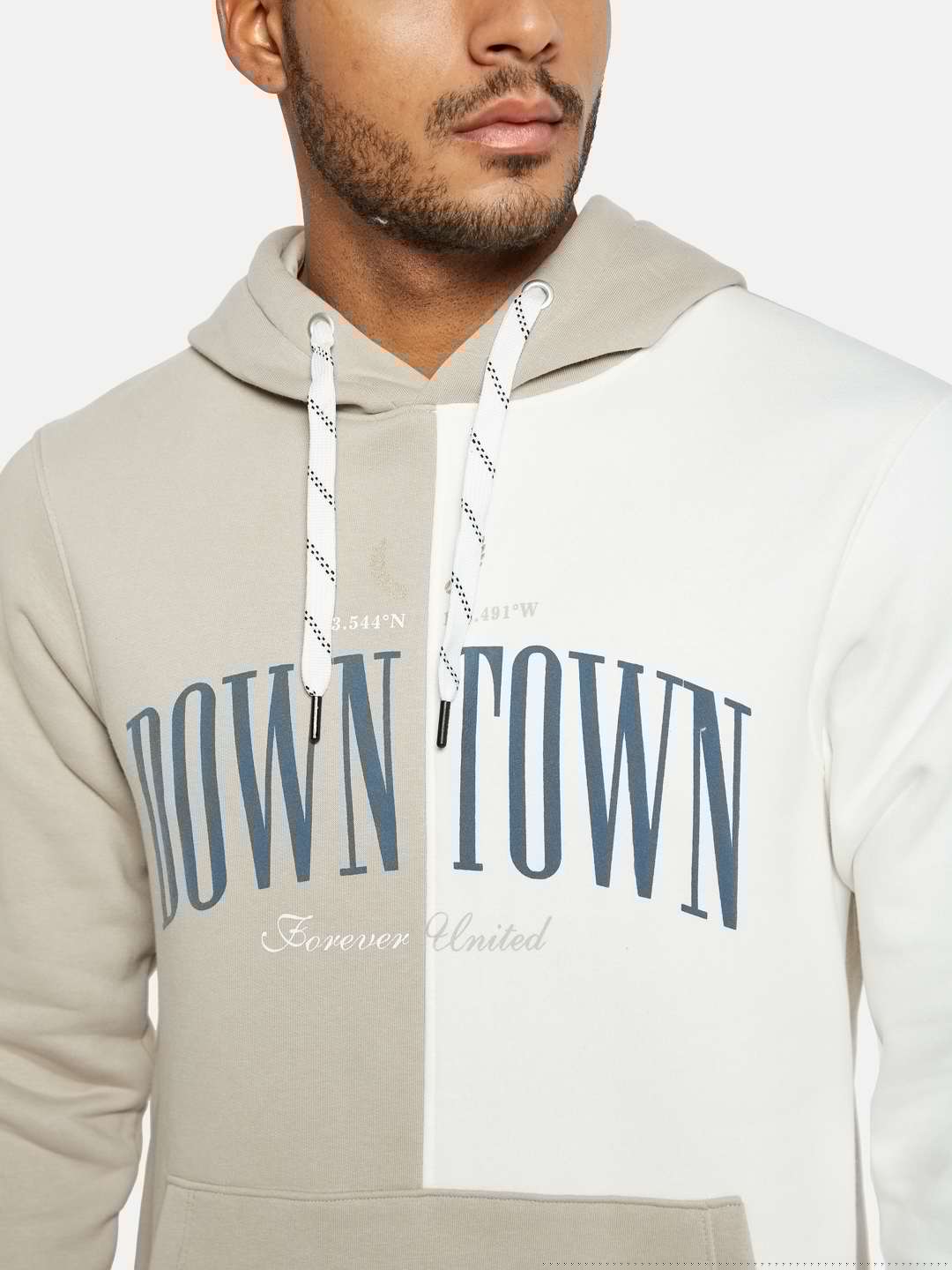 Octave Men Colourblocked Hooded Sweatshirt