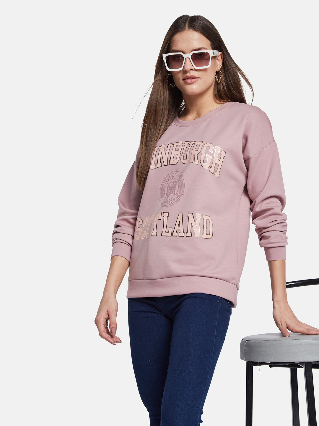METTLE Women Printed Sweatshirt