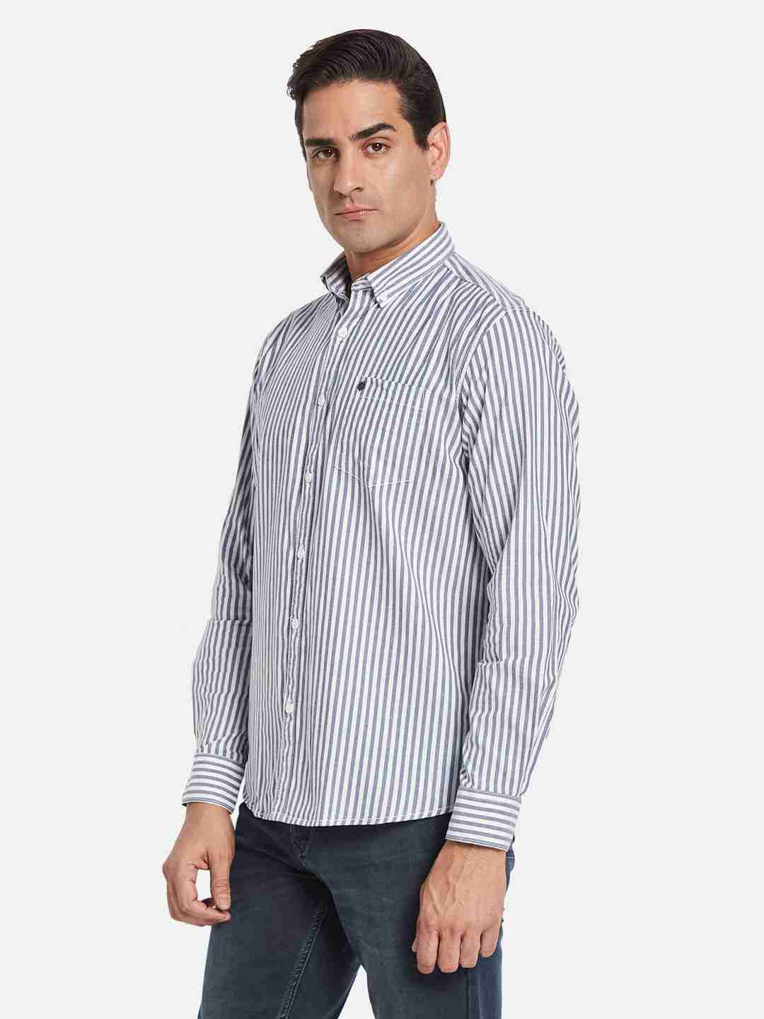 METTLE Men Multi Stripes Opaque Striped Casual Shirt