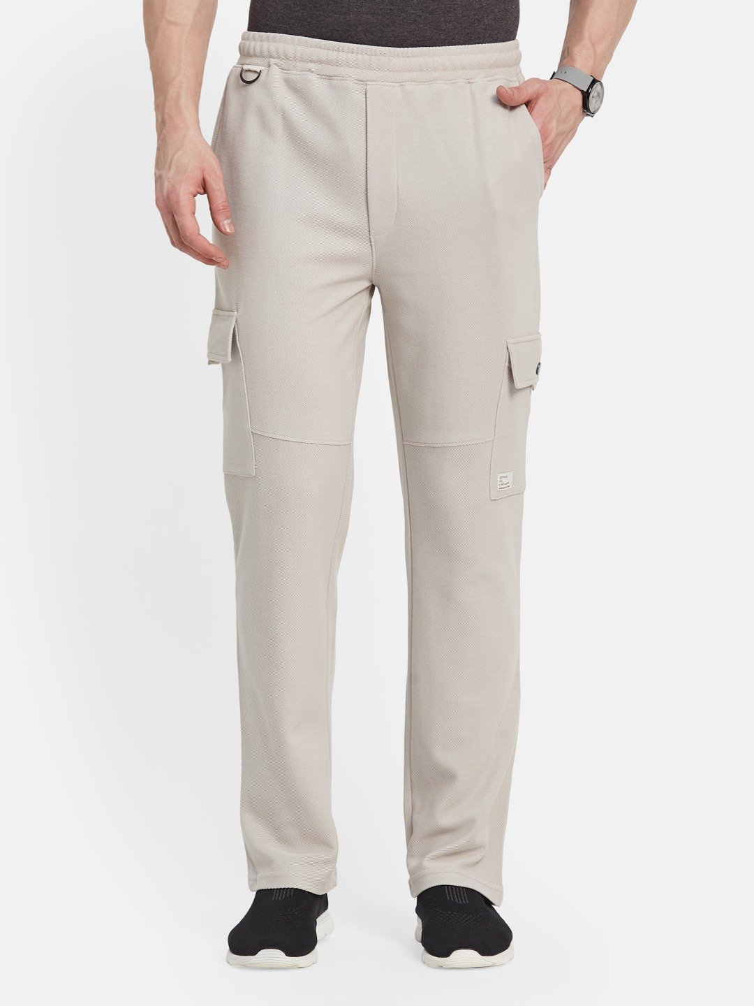 Octave Men Cotton Mid-Rise Cargo Track Pant