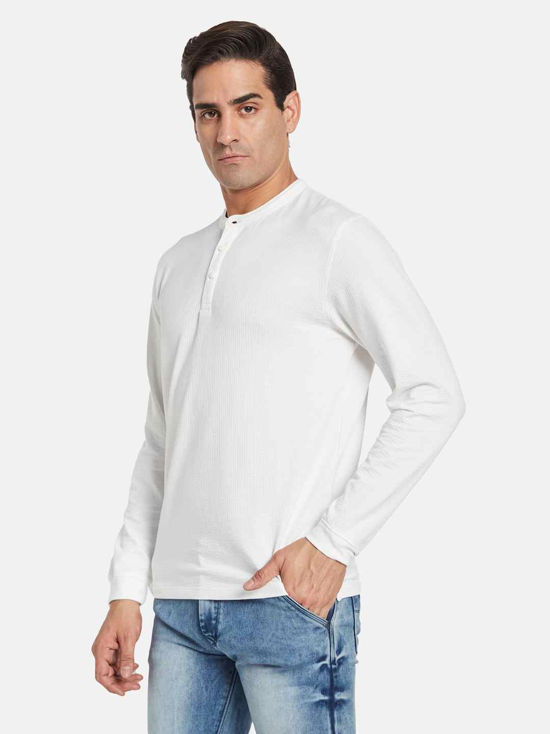 METTLE Men Mandarin Collar T-shirt