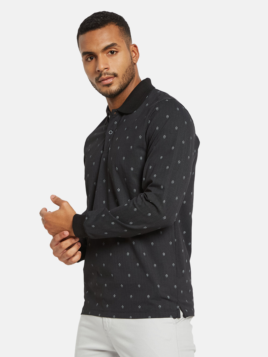 METTLE Men Printed Polo Collar T-shirt