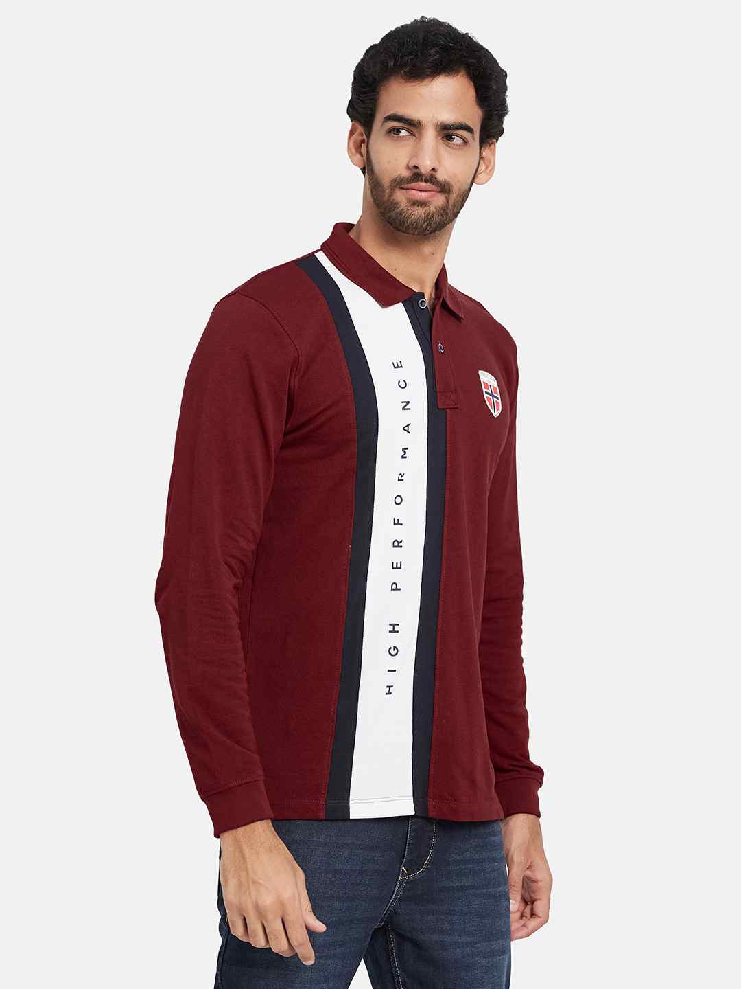 Mettle Typography Printed Polo Collar Cotton T-Shirt