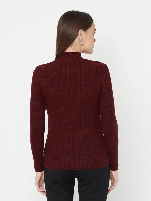 Maroon Acrylic Full Sleeve Pullover Sweater