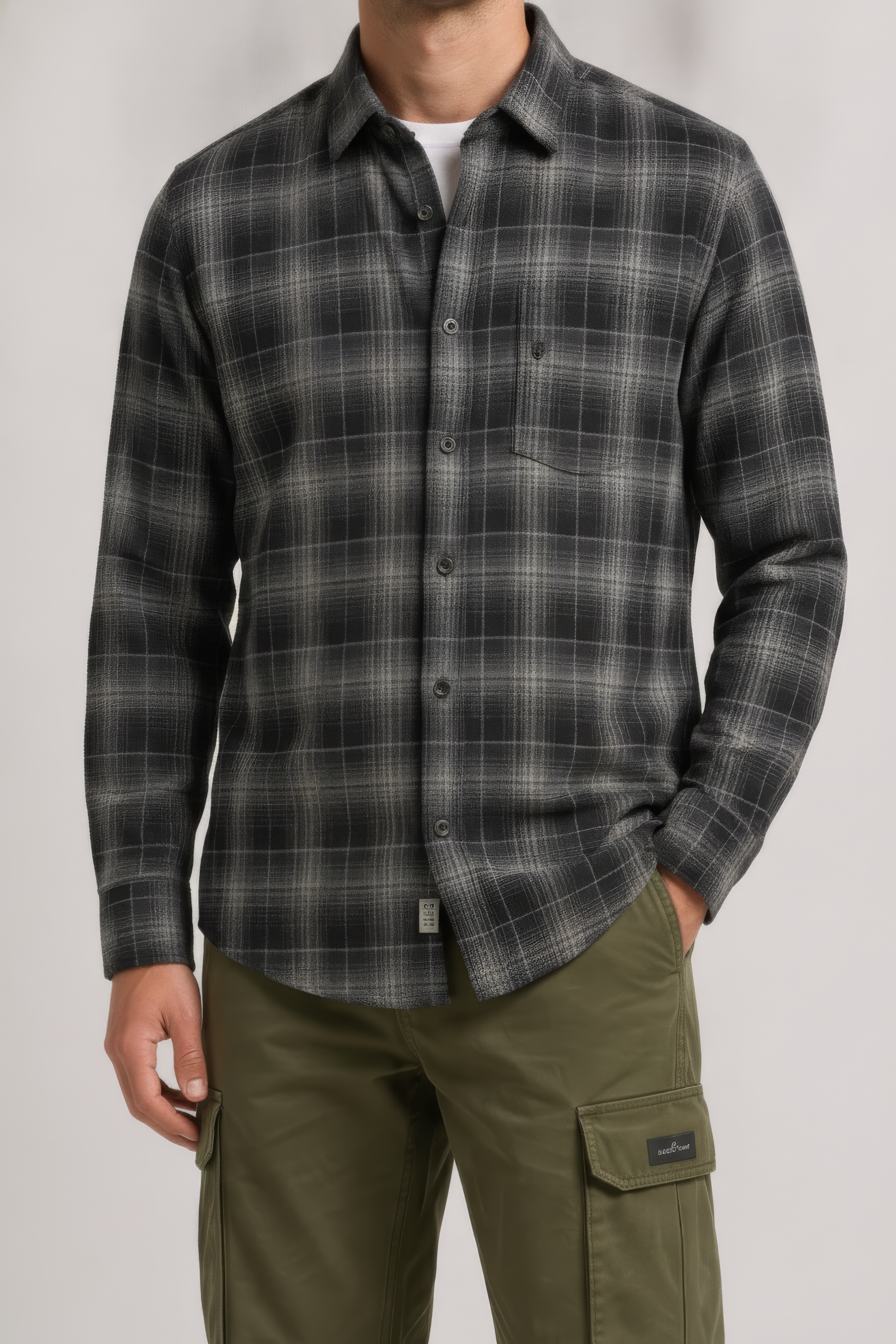 Men’s Coffee Check Oxford Cotton Full-Sleeve Shirt