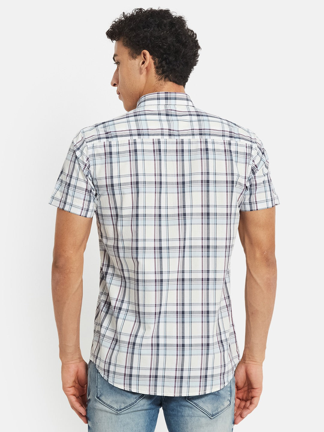 METTLE Checked Short Sleeves Cotton Shirt