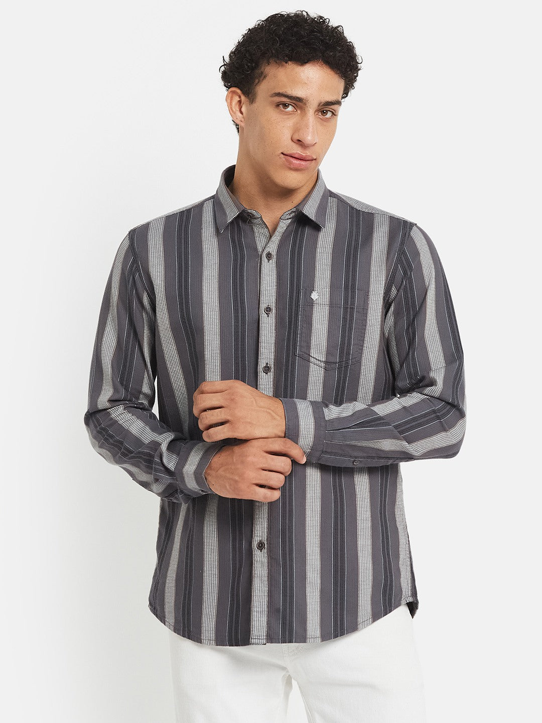METTLE Vertical Striped Long Sleeves Cotton Shirt