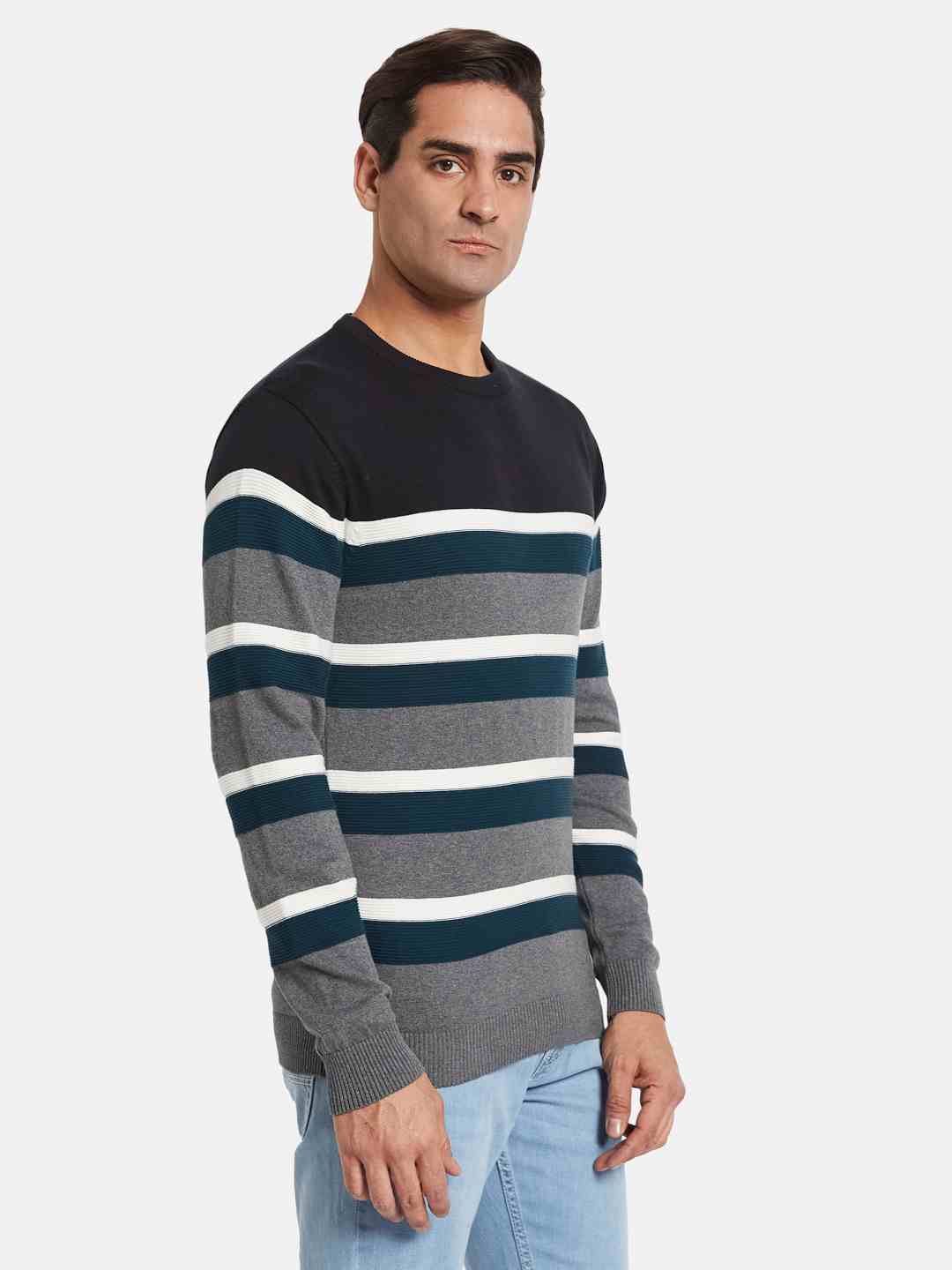 METTLE Men Striped Pullover