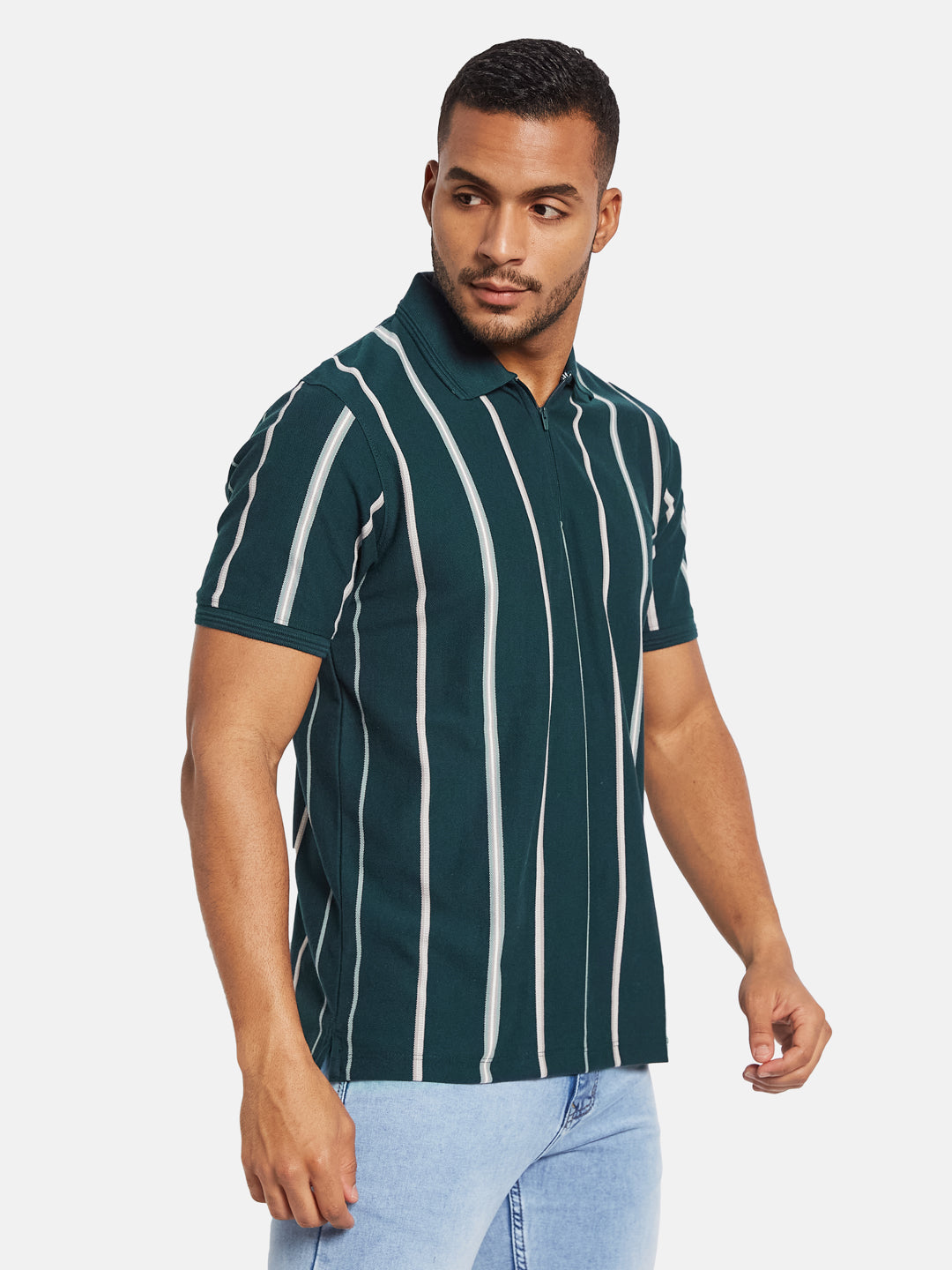 Octave Men Colourblocked Polo Collar T-shirt