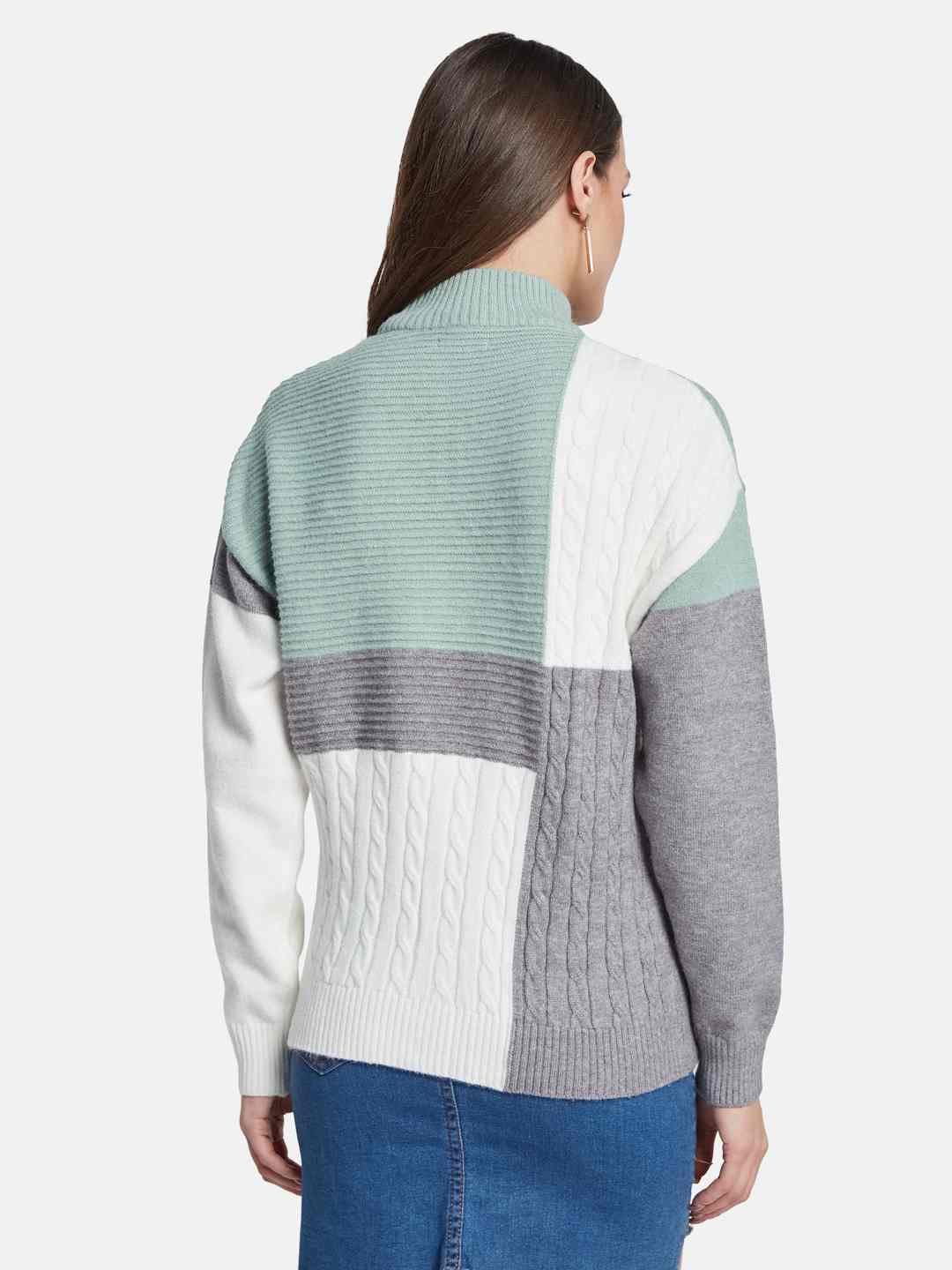 METTLE Women Colourblocked Pullover