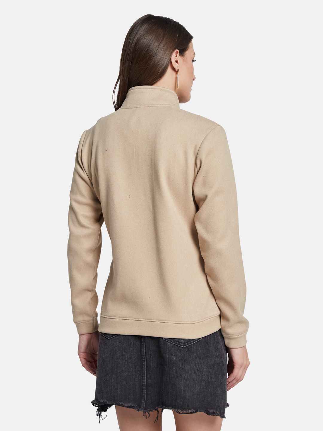 METTLE Women Mandarin Collar Long Sleeves Sweatshirt