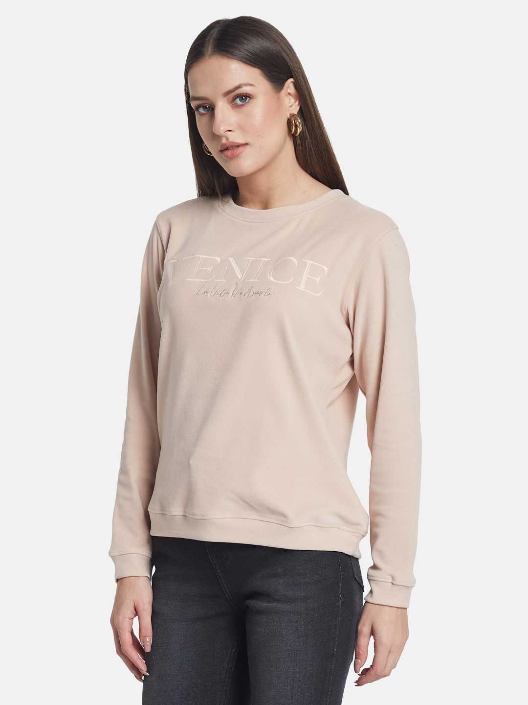 METTLE Women Typography Embroidered Sweatshirt